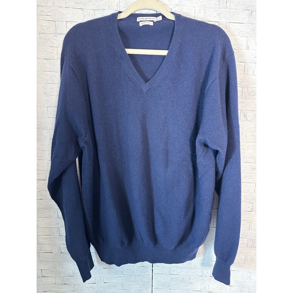 Peter Millar men's cashmere sweater V-neck, navy blue electric grandpa Normcore